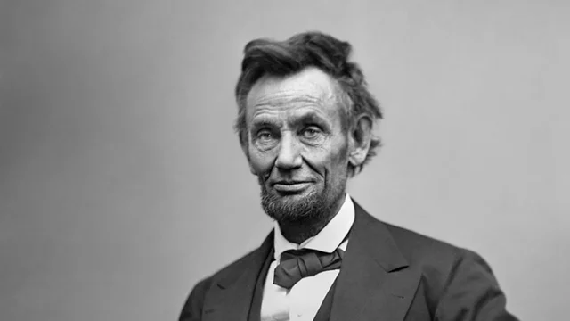 Black-and-white portrait of Abraham Lincoln, to whom the sharpen-the-ax quote is attributed.