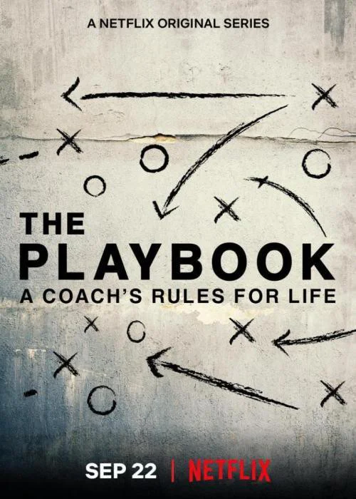 Poster for the Netflix series The Playbook: A Coach's Rules for Life, with chalk play diagrams on a gray wall